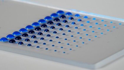 nanoliter to microliter drops in one microarray on a glass slide dispensed with a Microarray spotter
